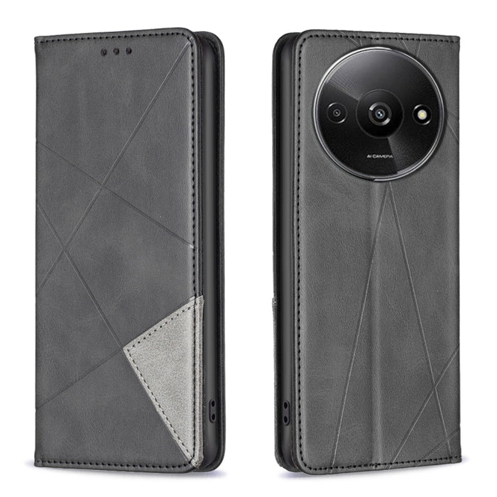 Estuche para teléfono de cuero magnético con textura de rombos, For Xiaomi Poco M6 4G / Redmi 13 4G, For Xiaomi Redmi Note 13 Pro 4G Global, For Xiaomi Poco M6 Pro 4G, For Xiaomi Redmi A3, For Xiaomi Redmi Note 13 4G Global, For Xiaomi Redmi K70E      ...