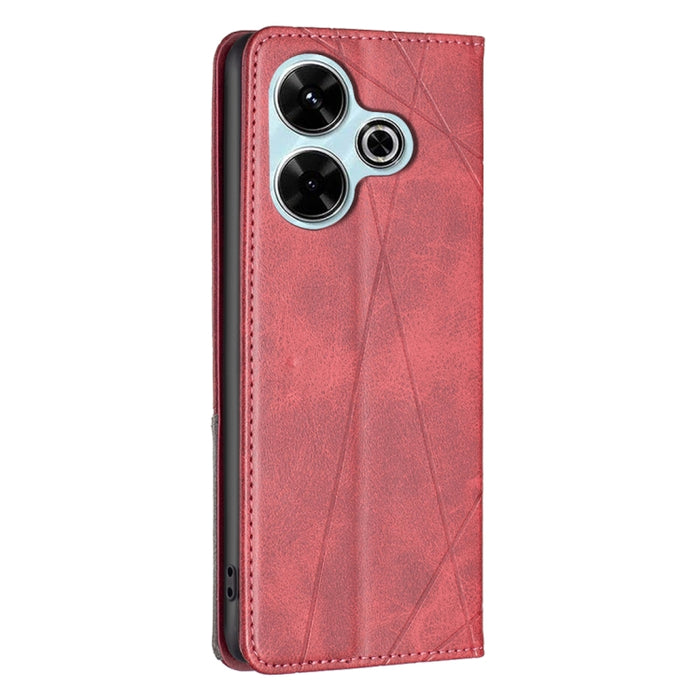 Estuche para teléfono de cuero magnético con textura de rombos, For Xiaomi Poco M6 4G / Redmi 13 4G, For Xiaomi Redmi Note 13 Pro 4G Global, For Xiaomi Poco M6 Pro 4G, For Xiaomi Redmi A3, For Xiaomi Redmi Note 13 4G Global, For Xiaomi Redmi K70E      ...