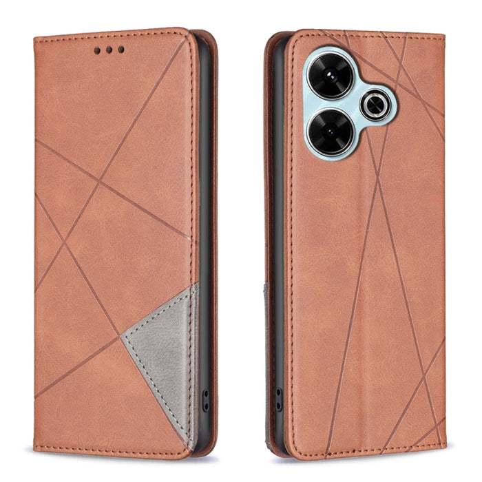 Estuche para teléfono de cuero magnético con textura de rombos, For Xiaomi Poco M6 4G / Redmi 13 4G, For Xiaomi Redmi Note 13 Pro 4G Global, For Xiaomi Poco M6 Pro 4G, For Xiaomi Redmi A3, For Xiaomi Redmi Note 13 4G Global, For Xiaomi Redmi K70E      ...
