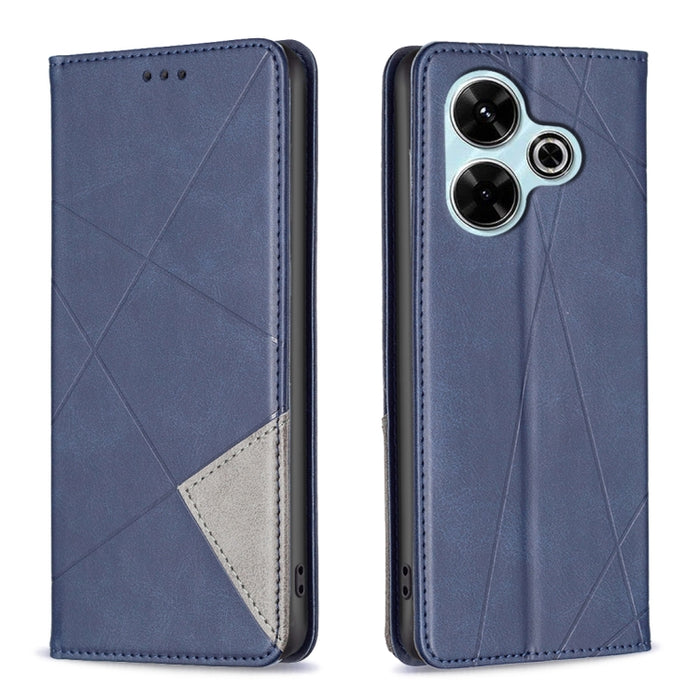 Estuche para teléfono de cuero magnético con textura de rombos, For Xiaomi Poco M6 4G / Redmi 13 4G, For Xiaomi Redmi Note 13 Pro 4G Global, For Xiaomi Poco M6 Pro 4G, For Xiaomi Redmi A3, For Xiaomi Redmi Note 13 4G Global, For Xiaomi Redmi K70E      ...