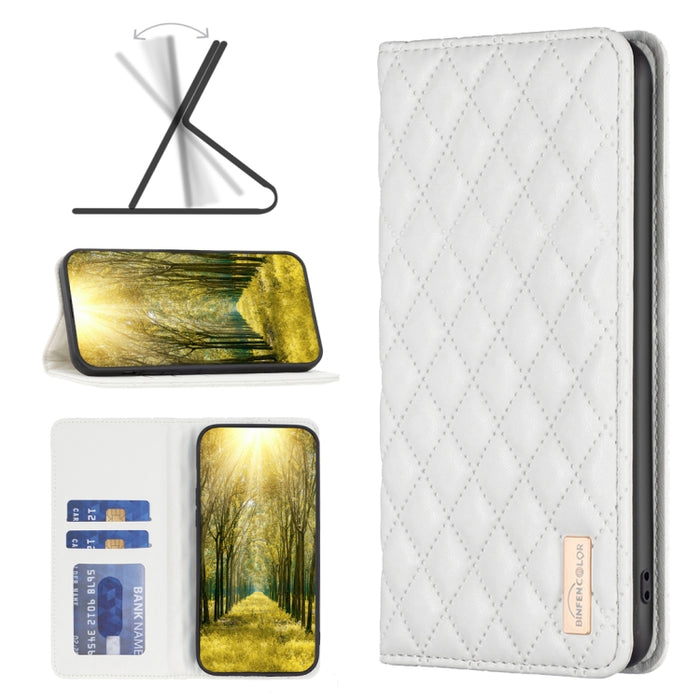 Estuche para teléfono con tapa de cuero magnético Diamond Lattice, For Xiaomi Poco M6 4G / Redmi 13 4G, For Xiaomi Redmi Note 13 Pro 4G Global, For Xiaomi Poco M6 Pro 4G, For Xiaomi Redmi A3, For Xiaomi Redmi Note 13 4G Global, For Xiaomi Redmi K70E   ...