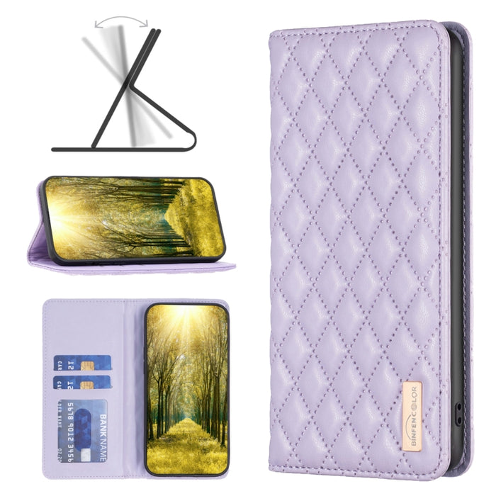 Estuche para teléfono con tapa de cuero magnético Diamond Lattice, For Xiaomi Poco M6 4G / Redmi 13 4G, For Xiaomi Redmi Note 13 Pro 4G Global, For Xiaomi Poco M6 Pro 4G, For Xiaomi Redmi A3, For Xiaomi Redmi Note 13 4G Global, For Xiaomi Redmi K70E   ...