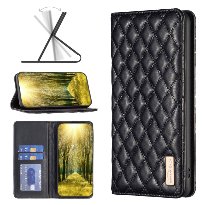Estuche para teléfono con tapa de cuero magnético Diamond Lattice, For Xiaomi Poco M6 4G / Redmi 13 4G, For Xiaomi Redmi Note 13 Pro 4G Global, For Xiaomi Poco M6 Pro 4G, For Xiaomi Redmi A3, For Xiaomi Redmi Note 13 4G Global, For Xiaomi Redmi K70E   ...