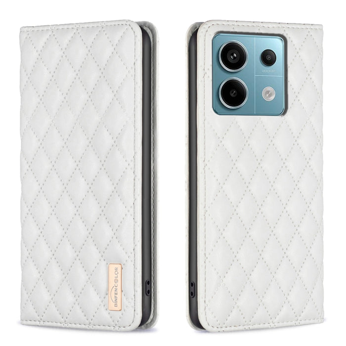 Estuche para teléfono con tapa de cuero magnético Diamond Lattice, For Xiaomi Poco M6 4G / Redmi 13 4G, For Xiaomi Redmi Note 13 Pro 4G Global, For Xiaomi Poco M6 Pro 4G, For Xiaomi Redmi A3, For Xiaomi Redmi Note 13 4G Global, For Xiaomi Redmi K70E   ...