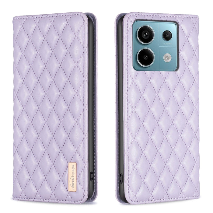 Estuche para teléfono con tapa de cuero magnético Diamond Lattice, For Xiaomi Poco M6 4G / Redmi 13 4G, For Xiaomi Redmi Note 13 Pro 4G Global, For Xiaomi Poco M6 Pro 4G, For Xiaomi Redmi A3, For Xiaomi Redmi Note 13 4G Global, For Xiaomi Redmi K70E   ...