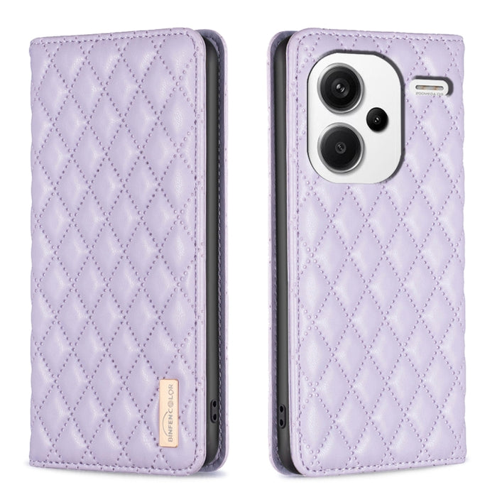Estuche para teléfono con tapa de cuero magnético Diamond Lattice, For Xiaomi Poco M6 4G / Redmi 13 4G, For Xiaomi Redmi Note 13 Pro 4G Global, For Xiaomi Poco M6 Pro 4G, For Xiaomi Redmi A3, For Xiaomi Redmi Note 13 4G Global, For Xiaomi Redmi K70E   ...