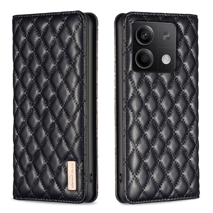 Estuche para teléfono con tapa de cuero magnético Diamond Lattice, For Xiaomi Poco M6 4G / Redmi 13 4G, For Xiaomi Redmi Note 13 Pro 4G Global, For Xiaomi Poco M6 Pro 4G, For Xiaomi Redmi A3, For Xiaomi Redmi Note 13 4G Global, For Xiaomi Redmi K70E   ...