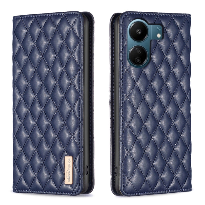 Estuche para teléfono con tapa de cuero magnético Diamond Lattice, For Xiaomi Poco M6 4G / Redmi 13 4G, For Xiaomi Redmi Note 13 Pro 4G Global, For Xiaomi Poco M6 Pro 4G, For Xiaomi Redmi A3, For Xiaomi Redmi Note 13 4G Global, For Xiaomi Redmi K70E   ...