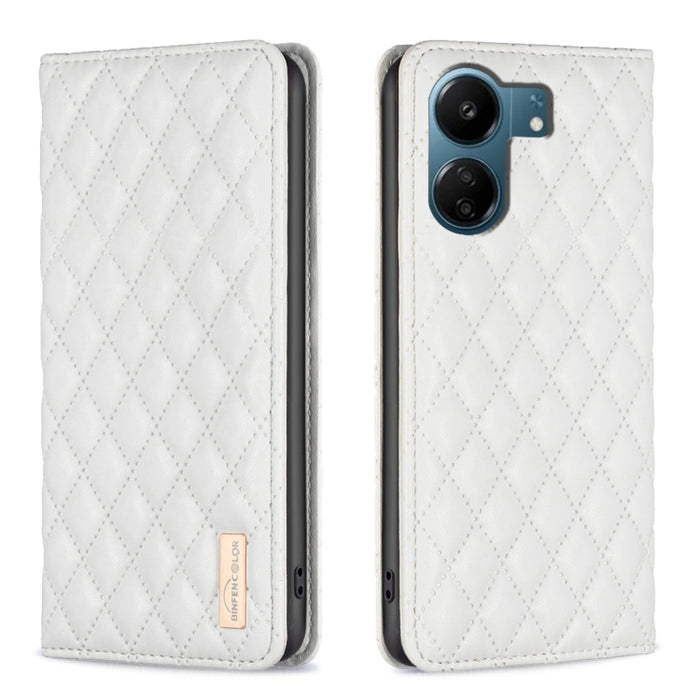 Estuche para teléfono con tapa de cuero magnético Diamond Lattice, For Xiaomi Poco M6 4G / Redmi 13 4G, For Xiaomi Redmi Note 13 Pro 4G Global, For Xiaomi Poco M6 Pro 4G, For Xiaomi Redmi A3, For Xiaomi Redmi Note 13 4G Global, For Xiaomi Redmi K70E   ...