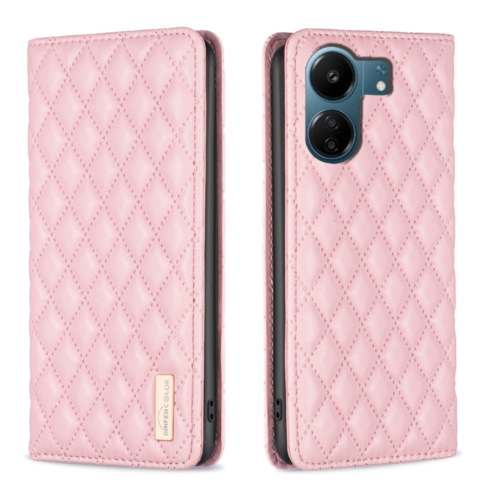 Estuche para teléfono con tapa de cuero magnético Diamond Lattice, For Xiaomi Poco M6 4G / Redmi 13 4G, For Xiaomi Redmi Note 13 Pro 4G Global, For Xiaomi Poco M6 Pro 4G, For Xiaomi Redmi A3, For Xiaomi Redmi Note 13 4G Global, For Xiaomi Redmi K70E   ...