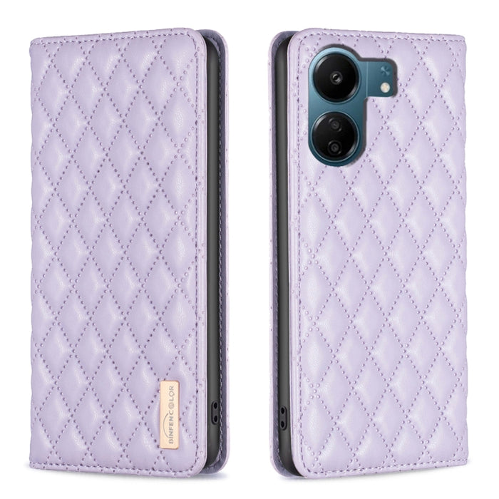 Estuche para teléfono con tapa de cuero magnético Diamond Lattice, For Xiaomi Poco M6 4G / Redmi 13 4G, For Xiaomi Redmi Note 13 Pro 4G Global, For Xiaomi Poco M6 Pro 4G, For Xiaomi Redmi A3, For Xiaomi Redmi Note 13 4G Global, For Xiaomi Redmi K70E   ...
