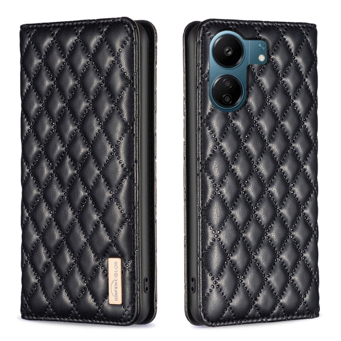 Estuche para teléfono con tapa de cuero magnético Diamond Lattice, For Xiaomi Poco M6 4G / Redmi 13 4G, For Xiaomi Redmi Note 13 Pro 4G Global, For Xiaomi Poco M6 Pro 4G, For Xiaomi Redmi A3, For Xiaomi Redmi Note 13 4G Global, For Xiaomi Redmi K70E   ...