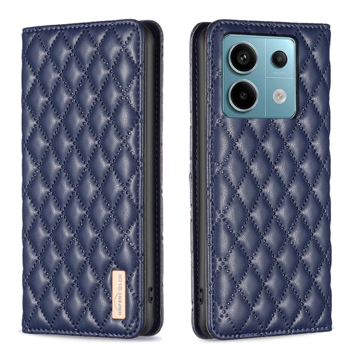 Estuche para teléfono con tapa de cuero magnético Diamond Lattice, For Xiaomi Poco M6 4G / Redmi 13 4G, For Xiaomi Redmi Note 13 Pro 4G Global, For Xiaomi Poco M6 Pro 4G, For Xiaomi Redmi A3, For Xiaomi Redmi Note 13 4G Global, For Xiaomi Redmi K70E   ...