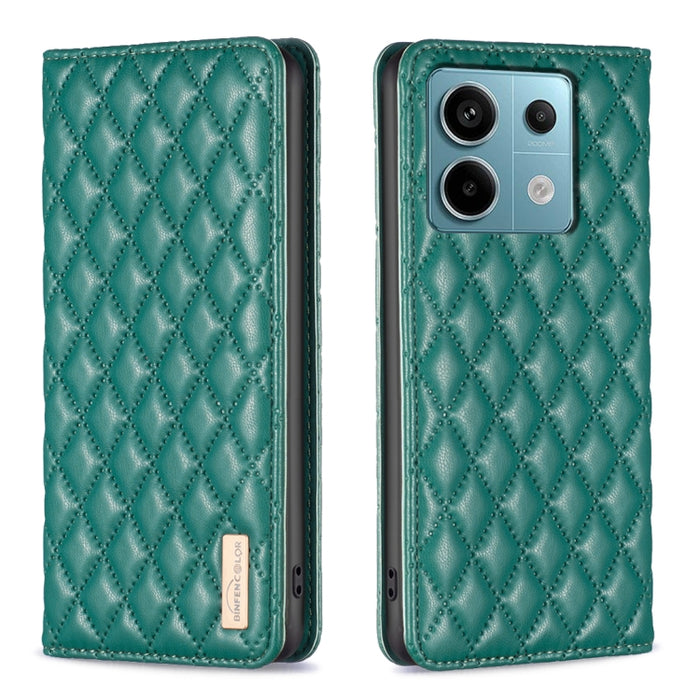 Estuche para teléfono con tapa de cuero magnético Diamond Lattice, For Xiaomi Poco M6 4G / Redmi 13 4G, For Xiaomi Redmi Note 13 Pro 4G Global, For Xiaomi Poco M6 Pro 4G, For Xiaomi Redmi A3, For Xiaomi Redmi Note 13 4G Global, For Xiaomi Redmi K70E   ...