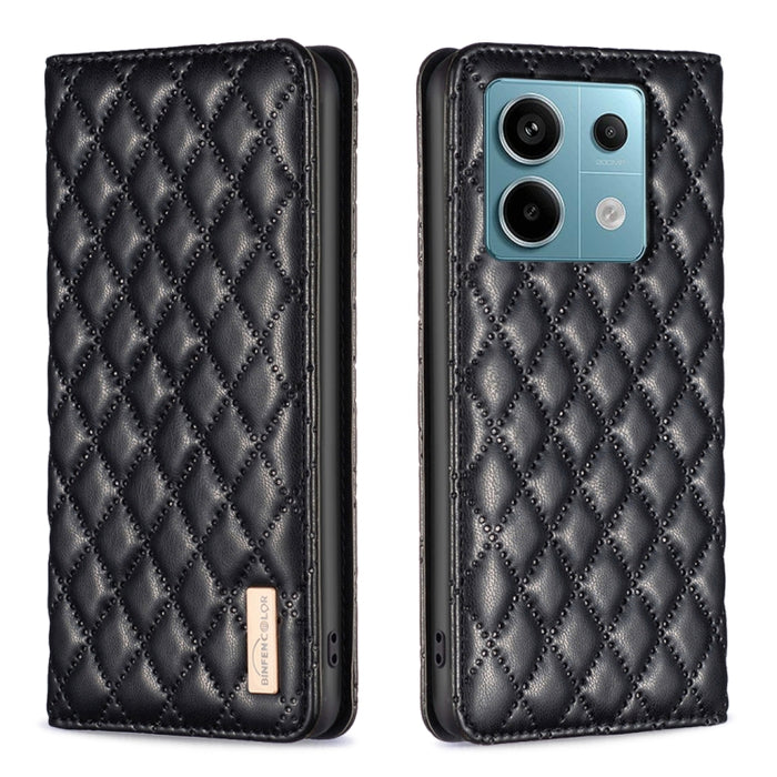 Estuche para teléfono con tapa de cuero magnético Diamond Lattice, For Xiaomi Poco M6 4G / Redmi 13 4G, For Xiaomi Redmi Note 13 Pro 4G Global, For Xiaomi Poco M6 Pro 4G, For Xiaomi Redmi A3, For Xiaomi Redmi Note 13 4G Global, For Xiaomi Redmi K70E   ...