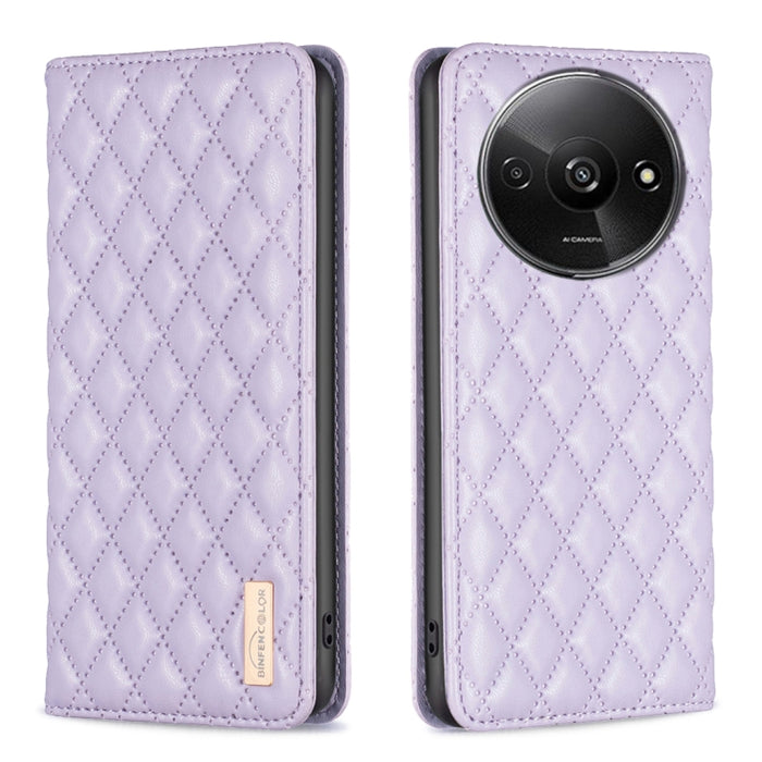 Estuche para teléfono con tapa de cuero magnético Diamond Lattice, For Xiaomi Poco M6 4G / Redmi 13 4G, For Xiaomi Redmi Note 13 Pro 4G Global, For Xiaomi Poco M6 Pro 4G, For Xiaomi Redmi A3, For Xiaomi Redmi Note 13 4G Global, For Xiaomi Redmi K70E   ...