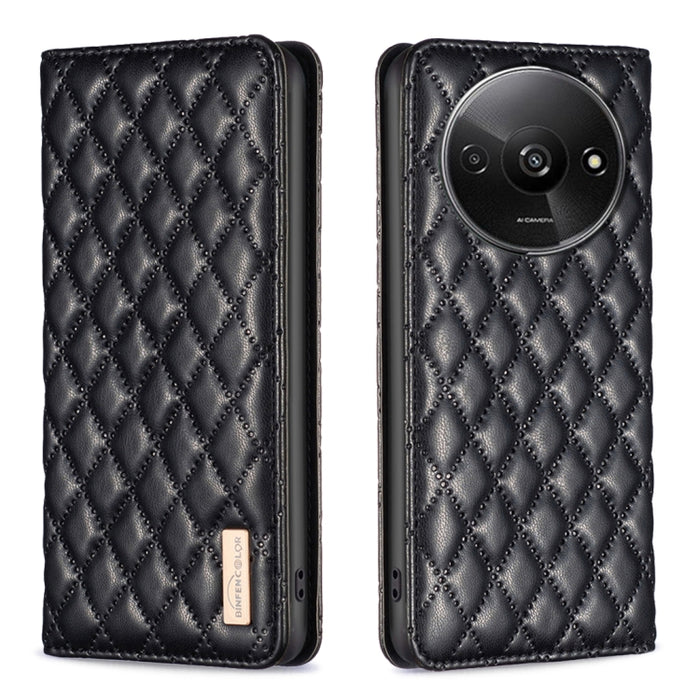 Estuche para teléfono con tapa de cuero magnético Diamond Lattice, For Xiaomi Poco M6 4G / Redmi 13 4G, For Xiaomi Redmi Note 13 Pro 4G Global, For Xiaomi Poco M6 Pro 4G, For Xiaomi Redmi A3, For Xiaomi Redmi Note 13 4G Global, For Xiaomi Redmi K70E   ...