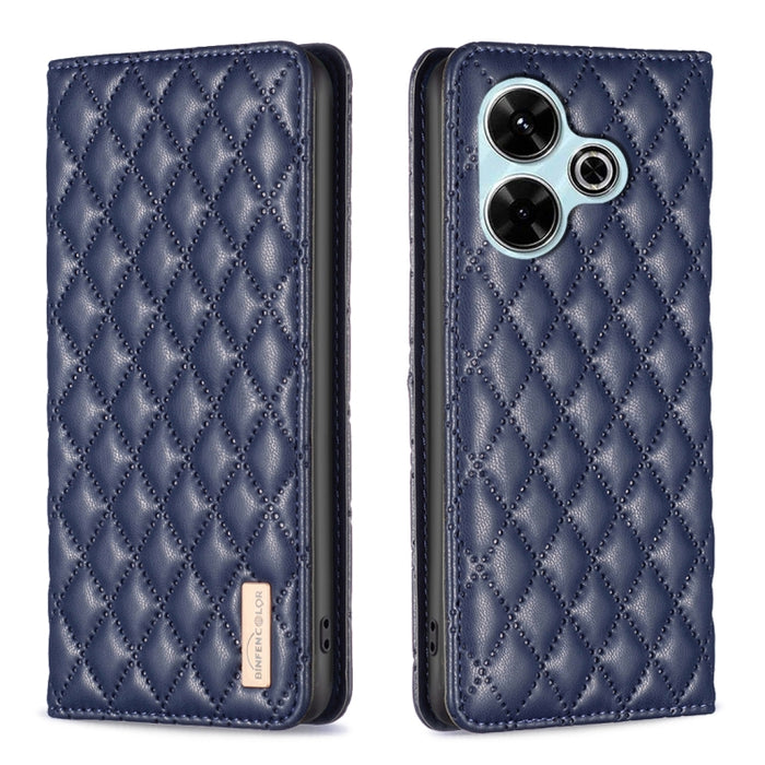 Estuche para teléfono con tapa de cuero magnético Diamond Lattice, For Xiaomi Poco M6 4G / Redmi 13 4G, For Xiaomi Redmi Note 13 Pro 4G Global, For Xiaomi Poco M6 Pro 4G, For Xiaomi Redmi A3, For Xiaomi Redmi Note 13 4G Global, For Xiaomi Redmi K70E   ...