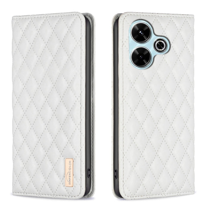 Estuche para teléfono con tapa de cuero magnético Diamond Lattice, For Xiaomi Poco M6 4G / Redmi 13 4G, For Xiaomi Redmi Note 13 Pro 4G Global, For Xiaomi Poco M6 Pro 4G, For Xiaomi Redmi A3, For Xiaomi Redmi Note 13 4G Global, For Xiaomi Redmi K70E   ...