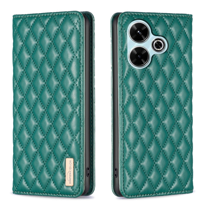 Estuche para teléfono con tapa de cuero magnético Diamond Lattice, For Xiaomi Poco M6 4G / Redmi 13 4G, For Xiaomi Redmi Note 13 Pro 4G Global, For Xiaomi Poco M6 Pro 4G, For Xiaomi Redmi A3, For Xiaomi Redmi Note 13 4G Global, For Xiaomi Redmi K70E   ...