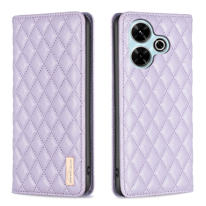 Estuche para teléfono con tapa de cuero magnético Diamond Lattice, For Xiaomi Poco M6 4G / Redmi 13 4G, For Xiaomi Redmi Note 13 Pro 4G Global, For Xiaomi Poco M6 Pro 4G, For Xiaomi Redmi A3, For Xiaomi Redmi Note 13 4G Global, For Xiaomi Redmi K70E   ...