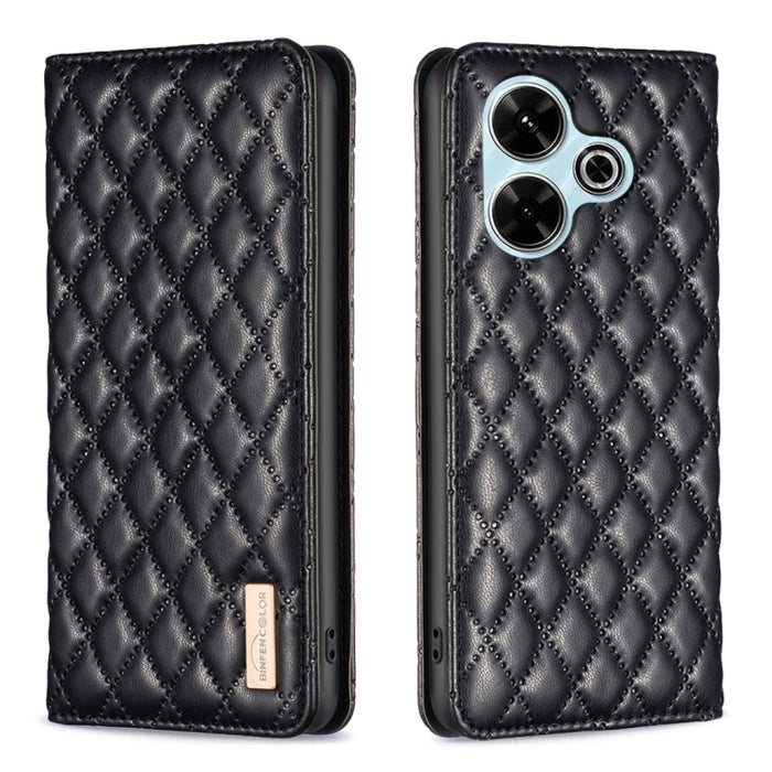 Estuche para teléfono con tapa de cuero magnético Diamond Lattice, For Xiaomi Poco M6 4G / Redmi 13 4G, For Xiaomi Redmi Note 13 Pro 4G Global, For Xiaomi Poco M6 Pro 4G, For Xiaomi Redmi A3, For Xiaomi Redmi Note 13 4G Global, For Xiaomi Redmi K70E   ...