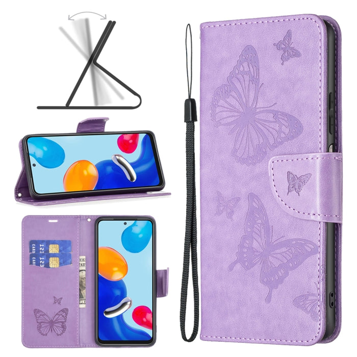 Estuche para teléfono de cuero con dos mariposas en relieve, For Xiaomi Redmi Note 13 Pro 4G Global, For Xiaomi Poco M6 Pro 4G, For Xiaomi Redmi Note 13 4G Global, For Xiaomi Redmi Note 13, For Xiaomi Redmi 13C, For Xiaomi Redmi Note 13 Pro+ 5G        ...