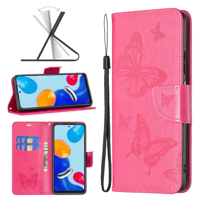 Estuche para teléfono de cuero con dos mariposas en relieve, For Xiaomi Redmi Note 13 Pro 4G Global, For Xiaomi Poco M6 Pro 4G, For Xiaomi Redmi Note 13 4G Global, For Xiaomi Redmi Note 13, For Xiaomi Redmi 13C, For Xiaomi Redmi Note 13 Pro+ 5G        ...