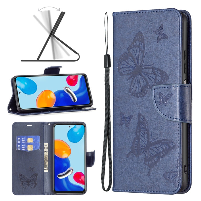 Estuche para teléfono de cuero con dos mariposas en relieve, For Xiaomi Redmi Note 13 Pro 4G Global, For Xiaomi Poco M6 Pro 4G, For Xiaomi Redmi Note 13 4G Global, For Xiaomi Redmi Note 13, For Xiaomi Redmi 13C, For Xiaomi Redmi Note 13 Pro+ 5G        ...