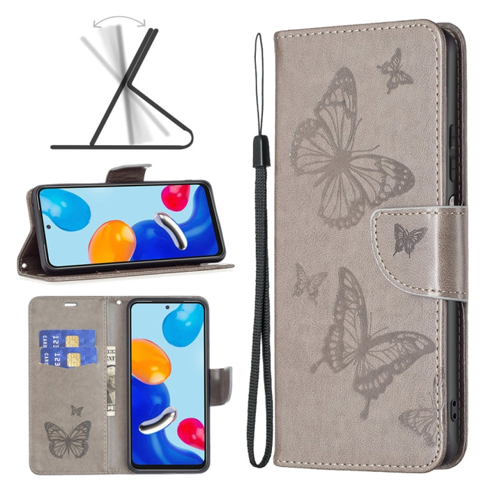 Estuche para teléfono de cuero con dos mariposas en relieve, For Xiaomi Redmi Note 13 Pro 4G Global, For Xiaomi Poco M6 Pro 4G, For Xiaomi Redmi Note 13 4G Global, For Xiaomi Redmi Note 13, For Xiaomi Redmi 13C, For Xiaomi Redmi Note 13 Pro+ 5G        ...