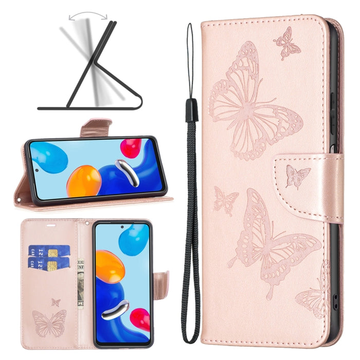 Estuche para teléfono de cuero con dos mariposas en relieve, For Xiaomi Redmi Note 13 Pro 4G Global, For Xiaomi Poco M6 Pro 4G, For Xiaomi Redmi Note 13 4G Global, For Xiaomi Redmi Note 13, For Xiaomi Redmi 13C, For Xiaomi Redmi Note 13 Pro+ 5G        ...