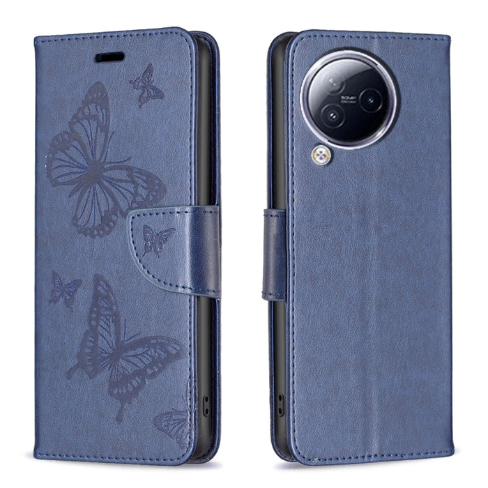 Estuche para teléfono de cuero con dos mariposas en relieve, For Xiaomi Redmi Note 13 Pro 4G Global, For Xiaomi Poco M6 Pro 4G, For Xiaomi Redmi Note 13 4G Global, For Xiaomi Redmi Note 13, For Xiaomi Redmi 13C, For Xiaomi Redmi Note 13 Pro+ 5G        ...