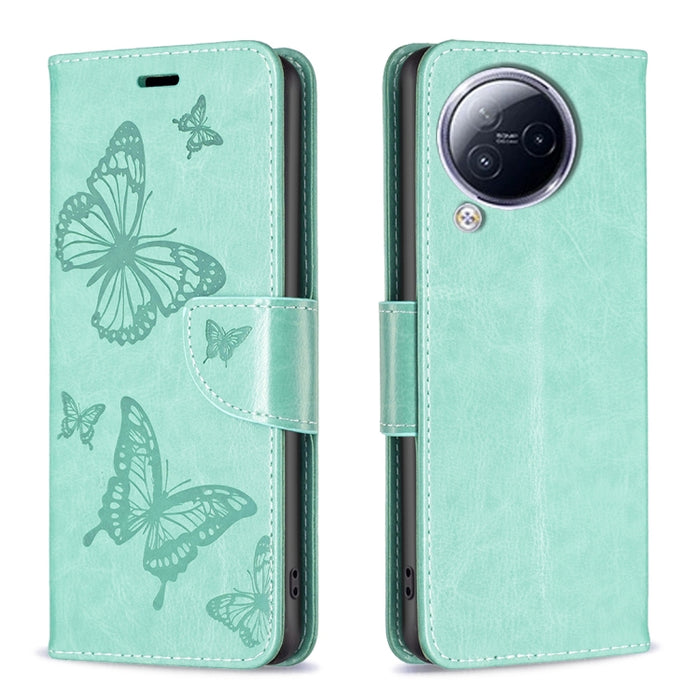 Estuche para teléfono de cuero con dos mariposas en relieve, For Xiaomi Redmi Note 13 Pro 4G Global, For Xiaomi Poco M6 Pro 4G, For Xiaomi Redmi Note 13 4G Global, For Xiaomi Redmi Note 13, For Xiaomi Redmi 13C, For Xiaomi Redmi Note 13 Pro+ 5G        ...
