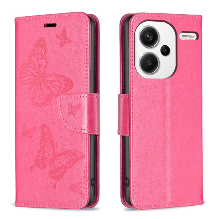 Estuche para teléfono de cuero con dos mariposas en relieve, For Xiaomi Redmi Note 13 Pro 4G Global, For Xiaomi Poco M6 Pro 4G, For Xiaomi Redmi Note 13 4G Global, For Xiaomi Redmi Note 13, For Xiaomi Redmi 13C, For Xiaomi Redmi Note 13 Pro+ 5G        ...