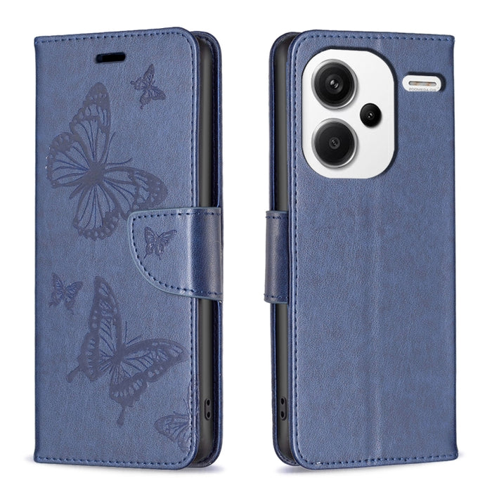 Estuche para teléfono de cuero con dos mariposas en relieve, For Xiaomi Redmi Note 13 Pro 4G Global, For Xiaomi Poco M6 Pro 4G, For Xiaomi Redmi Note 13 4G Global, For Xiaomi Redmi Note 13, For Xiaomi Redmi 13C, For Xiaomi Redmi Note 13 Pro+ 5G        ...