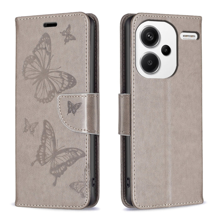 Estuche para teléfono de cuero con dos mariposas en relieve, For Xiaomi Redmi Note 13 Pro 4G Global, For Xiaomi Poco M6 Pro 4G, For Xiaomi Redmi Note 13 4G Global, For Xiaomi Redmi Note 13, For Xiaomi Redmi 13C, For Xiaomi Redmi Note 13 Pro+ 5G        ...