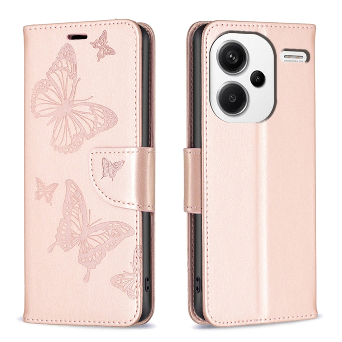Estuche para teléfono de cuero con dos mariposas en relieve, For Xiaomi Redmi Note 13 Pro 4G Global, For Xiaomi Poco M6 Pro 4G, For Xiaomi Redmi Note 13 4G Global, For Xiaomi Redmi Note 13, For Xiaomi Redmi 13C, For Xiaomi Redmi Note 13 Pro+ 5G        ...