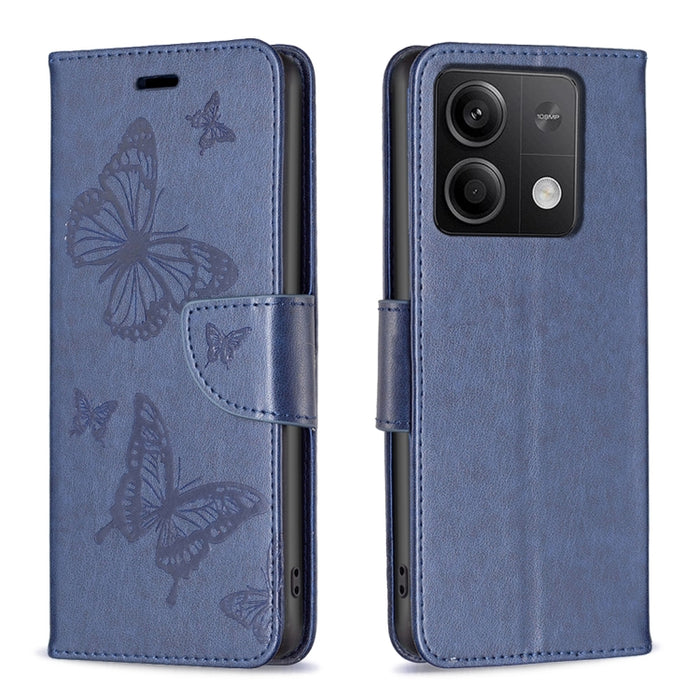 Estuche para teléfono de cuero con dos mariposas en relieve, For Xiaomi Redmi Note 13 Pro 4G Global, For Xiaomi Poco M6 Pro 4G, For Xiaomi Redmi Note 13 4G Global, For Xiaomi Redmi Note 13, For Xiaomi Redmi 13C, For Xiaomi Redmi Note 13 Pro+ 5G        ...