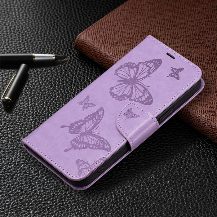 Estuche para teléfono de cuero con dos mariposas en relieve, For Xiaomi Redmi Note 13 Pro 4G Global, For Xiaomi Poco M6 Pro 4G, For Xiaomi Redmi Note 13 4G Global, For Xiaomi Redmi Note 13, For Xiaomi Redmi 13C, For Xiaomi Redmi Note 13 Pro+ 5G        ...