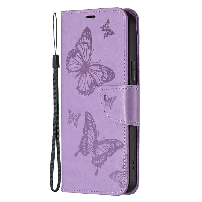 Estuche para teléfono de cuero con dos mariposas en relieve, For Xiaomi Redmi Note 13 Pro 4G Global, For Xiaomi Poco M6 Pro 4G, For Xiaomi Redmi Note 13 4G Global, For Xiaomi Redmi Note 13, For Xiaomi Redmi 13C, For Xiaomi Redmi Note 13 Pro+ 5G        ...