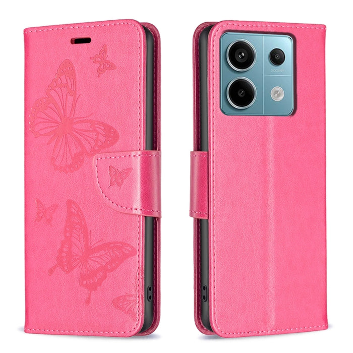 Estuche para teléfono de cuero con dos mariposas en relieve, For Xiaomi Redmi Note 13 Pro 4G Global, For Xiaomi Poco M6 Pro 4G, For Xiaomi Redmi Note 13 4G Global, For Xiaomi Redmi Note 13, For Xiaomi Redmi 13C, For Xiaomi Redmi Note 13 Pro+ 5G        ...