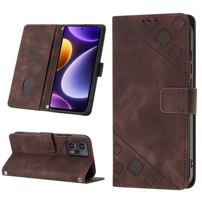 Estuche para teléfono de cuero en relieve con tacto de piel, For Xiaomi Redmi K70 / K70 Pro, For Xiaomi 13T, For Xiaomi Poco F5 5G/Redmi Note 12 Turbo, For Xiaomi Poco F5 Pro 5G/Redmi K60, For Xiaomi Redmi Note 12S 4G Global, For Xiaomi Poco C51 / A2+ ...