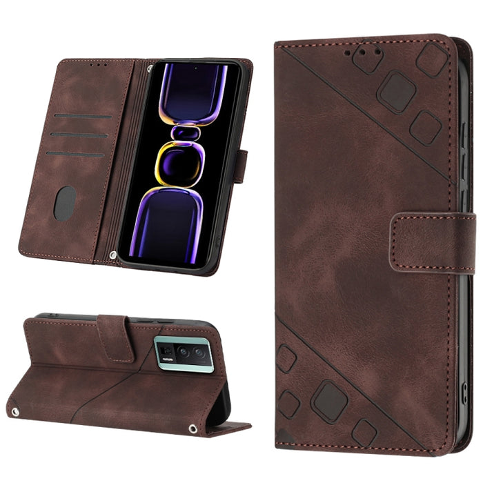 Estuche para teléfono de cuero en relieve con tacto de piel, For Xiaomi Redmi K70 / K70 Pro, For Xiaomi 13T, For Xiaomi Poco F5 5G/Redmi Note 12 Turbo, For Xiaomi Poco F5 Pro 5G/Redmi K60, For Xiaomi Redmi Note 12S 4G Global, For Xiaomi Poco C51 / A2+ ...