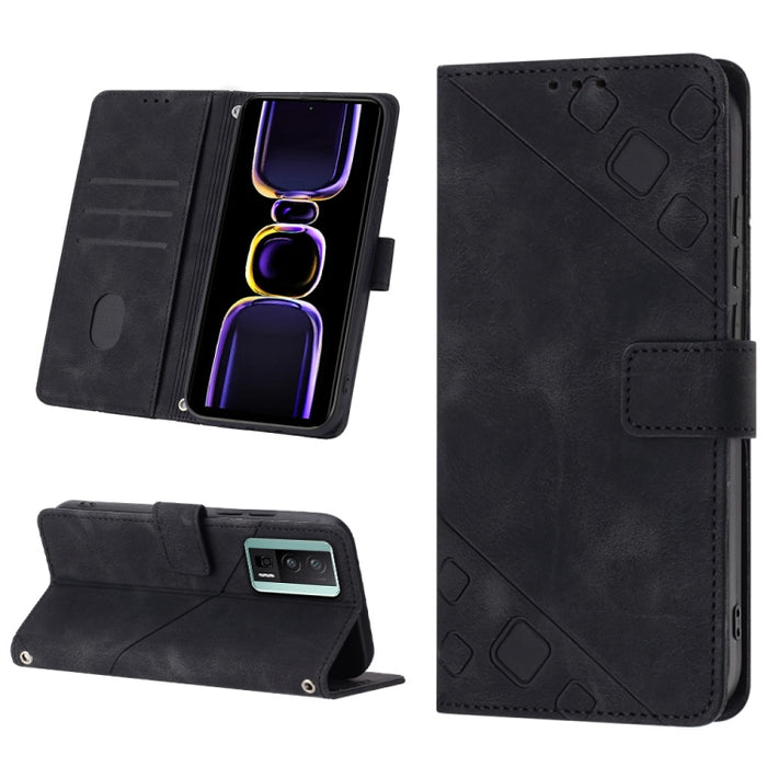 Estuche para teléfono de cuero en relieve con tacto de piel, For Xiaomi Redmi K70 / K70 Pro, For Xiaomi 13T, For Xiaomi Poco F5 5G/Redmi Note 12 Turbo, For Xiaomi Poco F5 Pro 5G/Redmi K60, For Xiaomi Redmi Note 12S 4G Global, For Xiaomi Poco C51 / A2+ ...