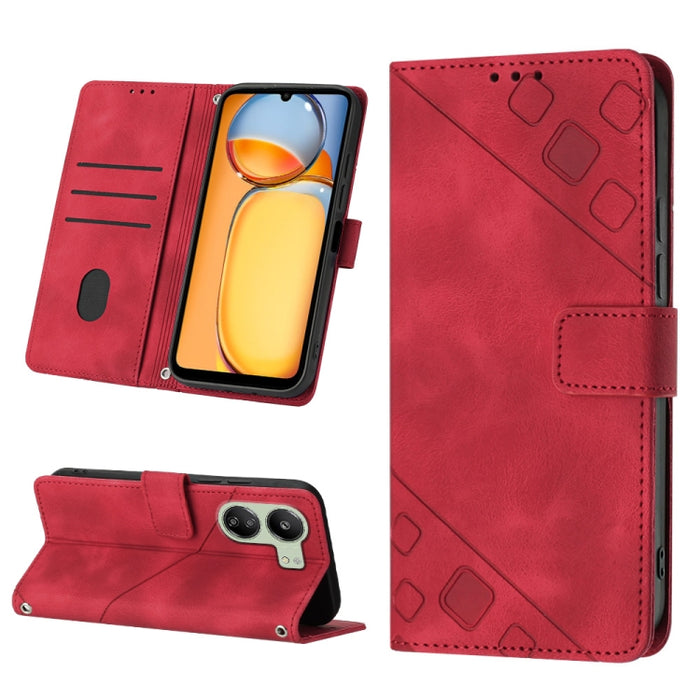 Estuche para teléfono de cuero en relieve con tacto de piel, For Xiaomi Poco F6, For Xiaomi Poco M6 Pro 4G, For Xiaomi Poco X6 Neo 5G Global, For Xiaomi Redmi A3, For Xiaomi Redmi Note 13 Pro 4G Global, For Xiaomi Redmi Note 13 4G Global               ...