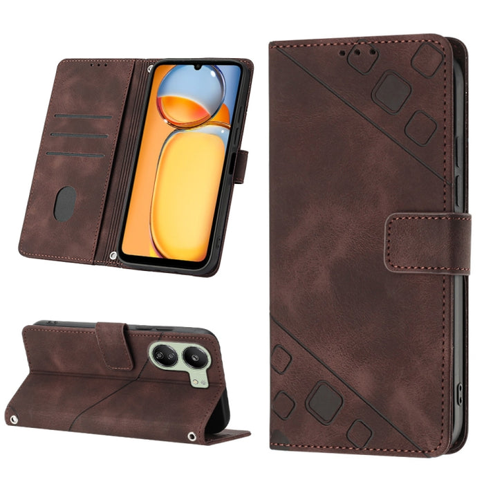 Estuche para teléfono de cuero en relieve con tacto de piel, For Xiaomi Poco F6, For Xiaomi Poco M6 Pro 4G, For Xiaomi Poco X6 Neo 5G Global, For Xiaomi Redmi A3, For Xiaomi Redmi Note 13 Pro 4G Global, For Xiaomi Redmi Note 13 4G Global               ...