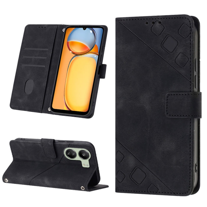 Estuche para teléfono de cuero en relieve con tacto de piel, For Xiaomi Poco F6, For Xiaomi Poco M6 Pro 4G, For Xiaomi Poco X6 Neo 5G Global, For Xiaomi Redmi A3, For Xiaomi Redmi Note 13 Pro 4G Global, For Xiaomi Redmi Note 13 4G Global               ...