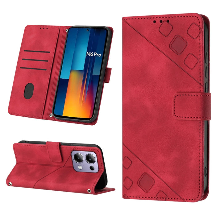 Estuche para teléfono de cuero en relieve con tacto de piel, For Xiaomi Poco F6, For Xiaomi Poco M6 Pro 4G, For Xiaomi Poco X6 Neo 5G Global, For Xiaomi Redmi A3, For Xiaomi Redmi Note 13 Pro 4G Global, For Xiaomi Redmi Note 13 4G Global               ...