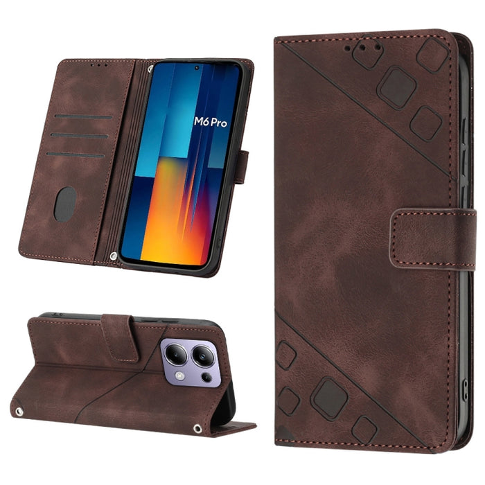 Estuche para teléfono de cuero en relieve con tacto de piel, For Xiaomi Poco F6, For Xiaomi Poco M6 Pro 4G, For Xiaomi Poco X6 Neo 5G Global, For Xiaomi Redmi A3, For Xiaomi Redmi Note 13 Pro 4G Global, For Xiaomi Redmi Note 13 4G Global               ...