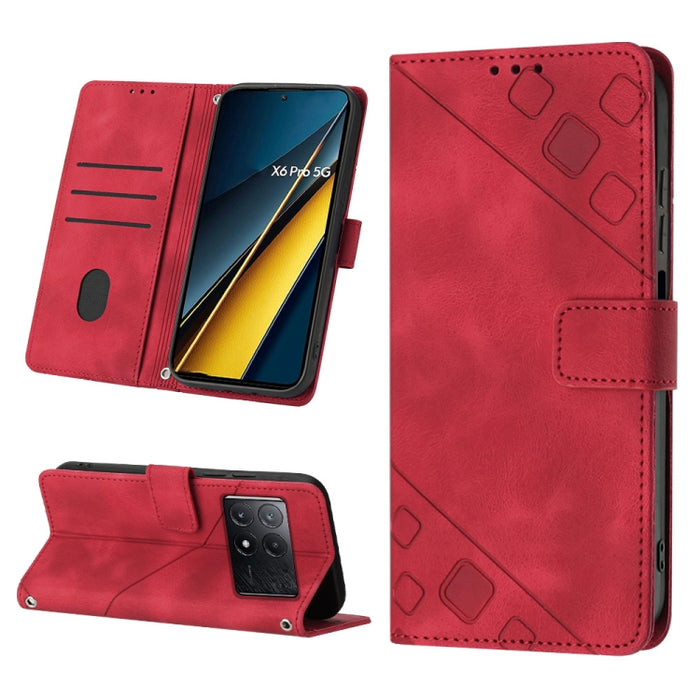 Estuche para teléfono de cuero en relieve con tacto de piel, For Xiaomi Poco F6, For Xiaomi Poco M6 Pro 4G, For Xiaomi Poco X6 Neo 5G Global, For Xiaomi Redmi A3, For Xiaomi Redmi Note 13 Pro 4G Global, For Xiaomi Redmi Note 13 4G Global               ...
